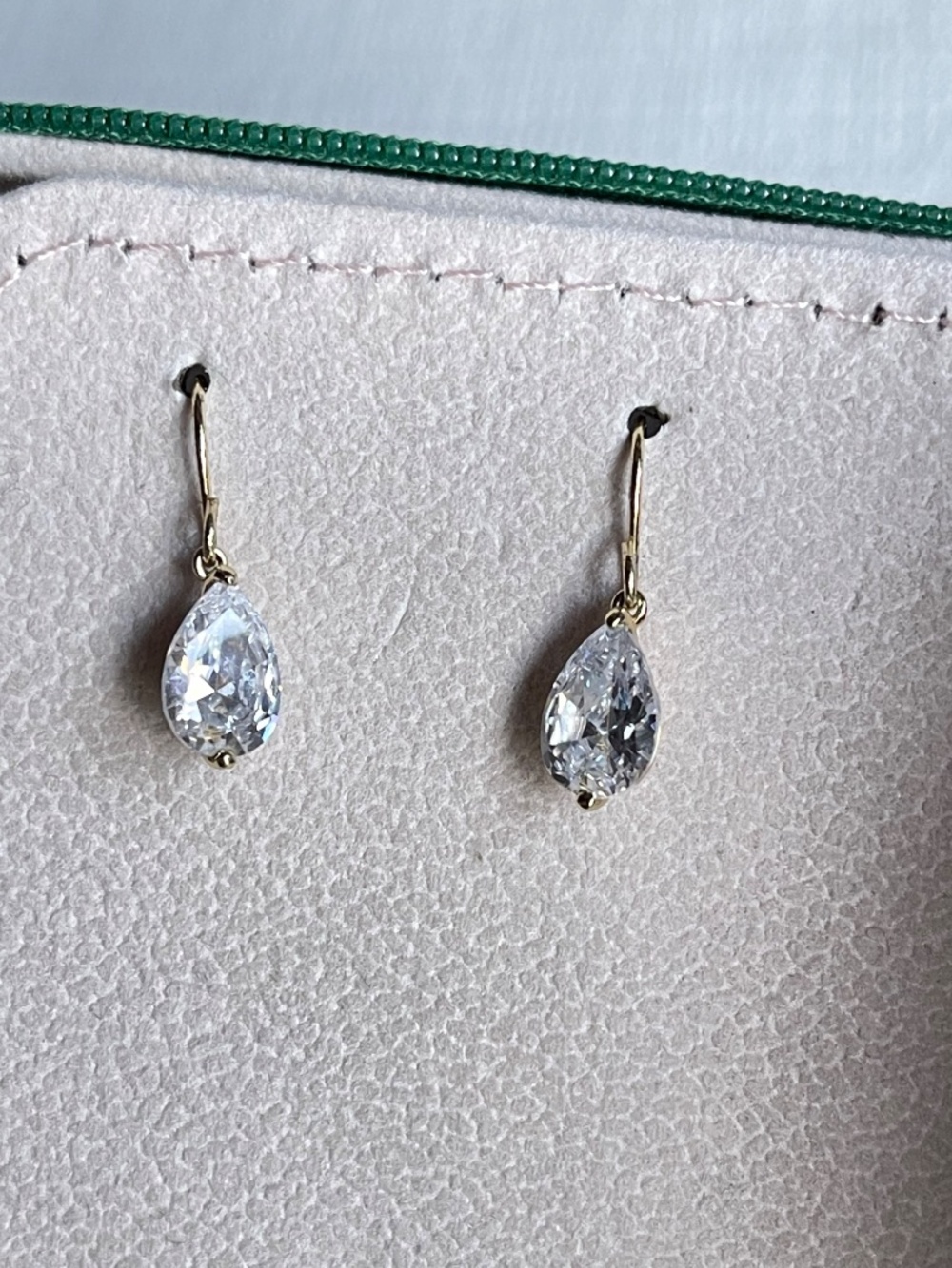 Melinda Maria Gold Teardrop Crystal Dangle Earrings - Picture 8 of 8